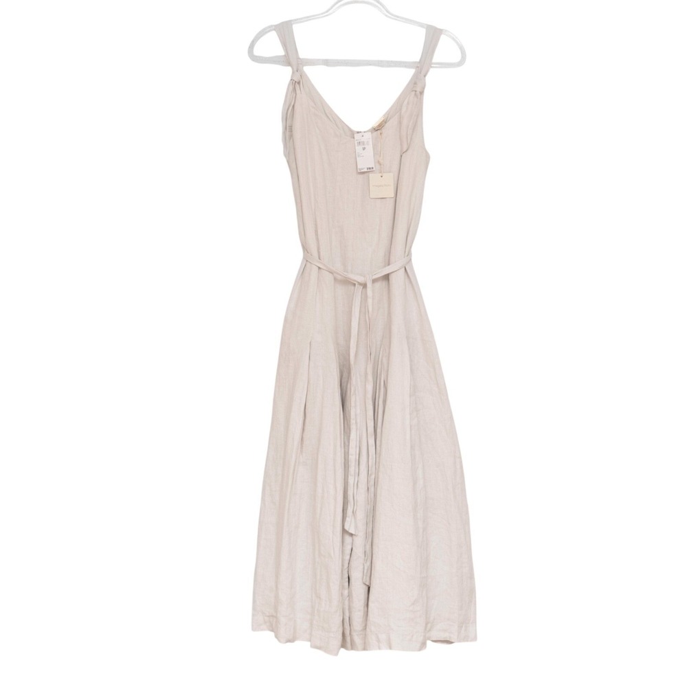 Linen Jumpsuit Sz S by Magaschoni NEW! Grey Wide Leg Quiet Luxury Minimalist 1pc